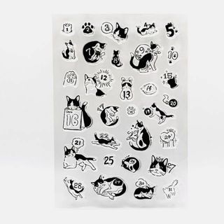 クリアスタンプ　猫 数字　J-70(印鑑/スタンプ/朱肉)