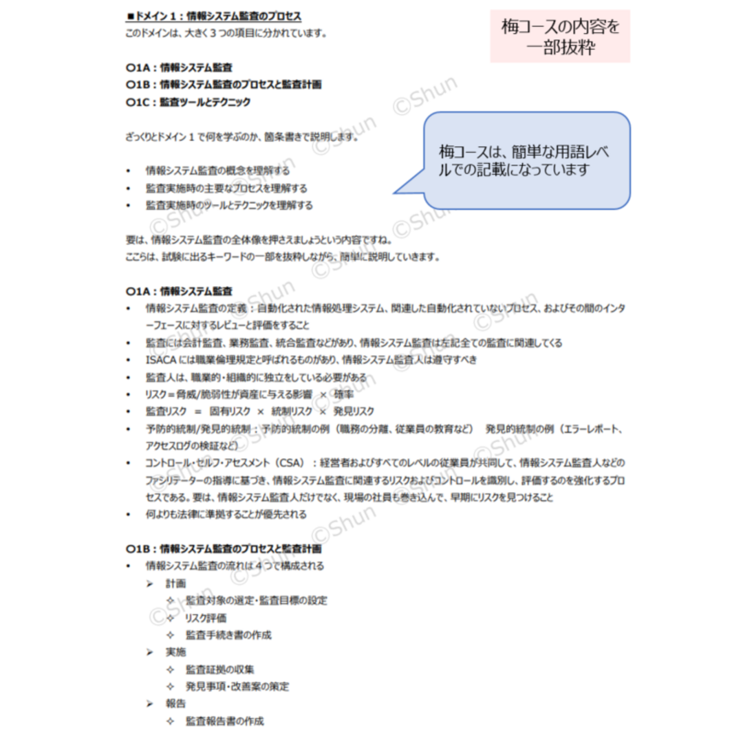 【松コース】CISA 公認情報システム監査人 学習ノート 虎の巻 対策 教材