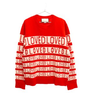 グッチ(Gucci)のGUCCI グッチ WOOL LOVED JACQUARD SWEATER ウールラブ総柄ロゴジャガードニットセーター 474711 X1466 レッド(ニット/セーター)