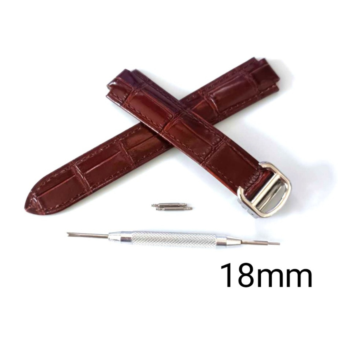 18mm 凸型 カウハイド レザー ベルト ブラウン カルティエ バロンブルー レディースのファッション小物(腕時計)の商品写真