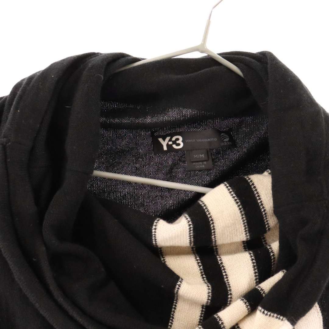 Y-3(ワイスリー)のY-3 ワイスリー スリーストライプデザイン ロングネックニットセーター ブラック レディース M0K001 レディースのトップス(ニット/セーター)の商品写真