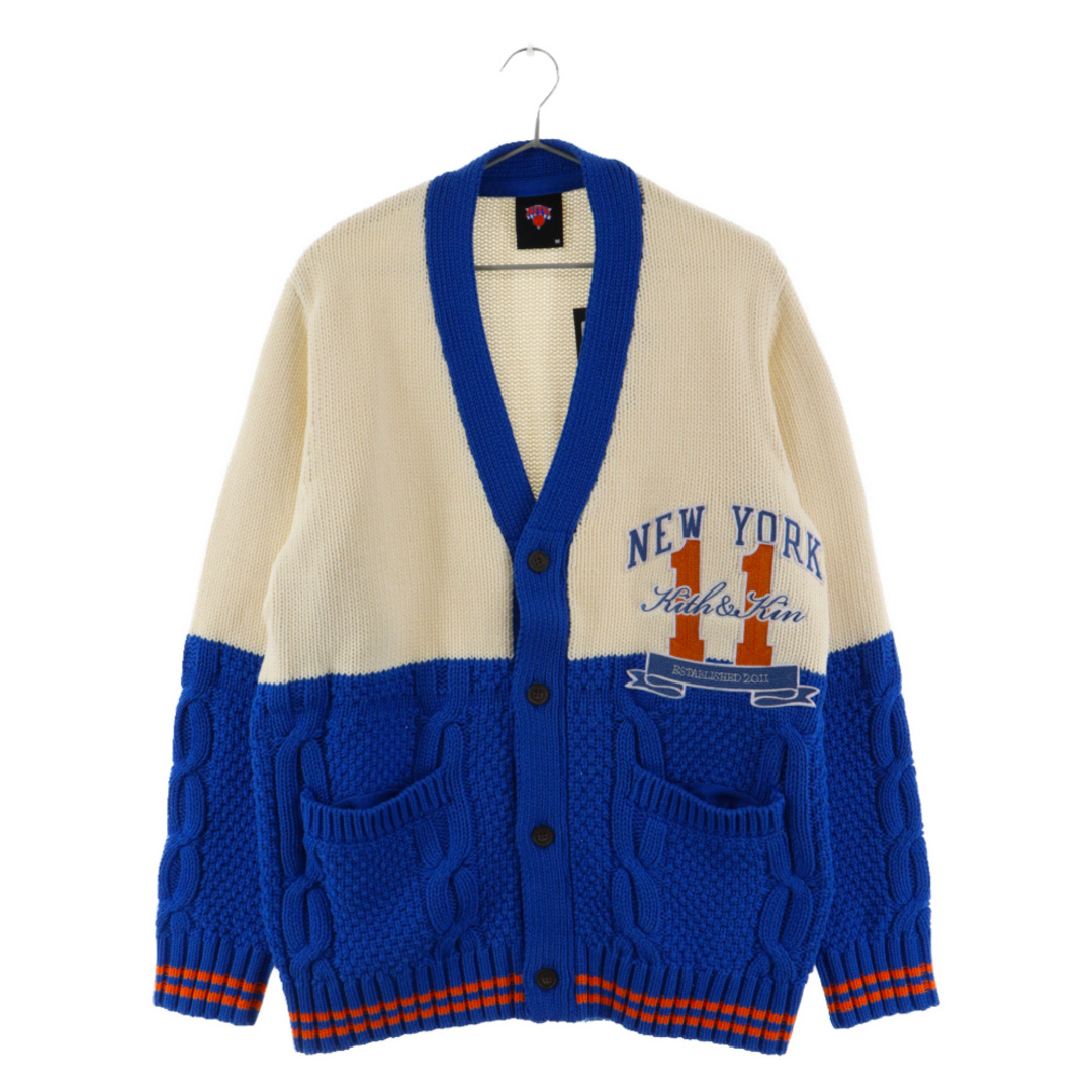 KITH キス ×New York Knicks Combo Stitch Cardigan ニューヨークニックス コンボステッチ ニットカーディガン ベージュ/ブルー KHM03078141センチ袖丈