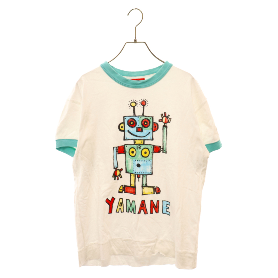 Yamane ヤマネ ロボットプリント クルーネック 半袖 Tシャツ ホワイト/ブルー メンズのトップス(Tシャツ/カットソー(半袖/袖なし))の商品写真