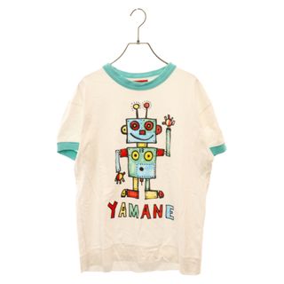 Yamane ヤマネ ロボットプリント クルーネック 半袖 Tシャツ ホワイト/ブルー(Tシャツ/カットソー(半袖/袖なし))