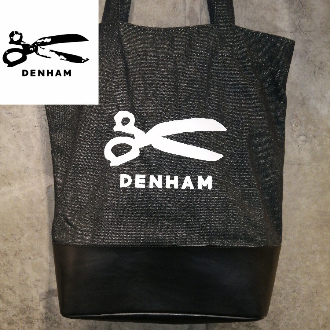 【高級背面レザー　シザーロゴ】 デンハム　DENHAM　ハサミ トートバックトートバッグ