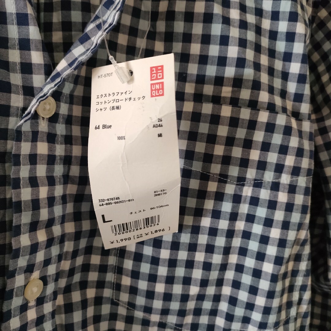 ユニクロ　エクストラファインコットンブロードチェックシャツ メンズのトップス(シャツ)の商品写真