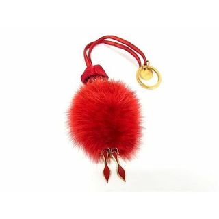 クリスチャンルブタン(Christian Louboutin)の■極美品■ Christian Louboutin クリスチャンルブタン ファー×サテン ファードール キーホルダー キーリング チャーム レッド系 AS6681 (その他)