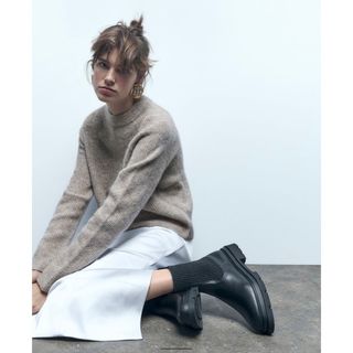 ZARA♡トラックソールソックスブーツサイドゴア