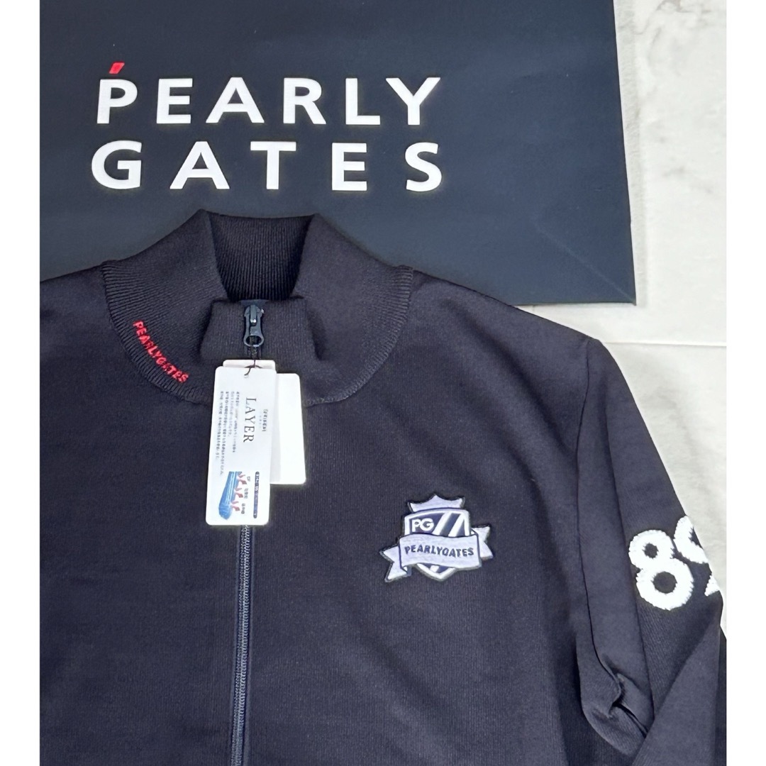 PEARLY GATES(パーリーゲイツ)のパーリーゲイツ コットンビームロゴフルジップニットジャケット5（L新品送料込み！ スポーツ/アウトドアのゴルフ(ウエア)の商品写真