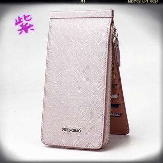 カードホルダー 薄型 名刺入れ スリム 長財布 小銭入れ パープル