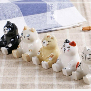 箸置き　猫の箸置き　５個セット　オシャレ　卓上箸置き　小物　陶磁器　座位の猫(カトラリー/箸)