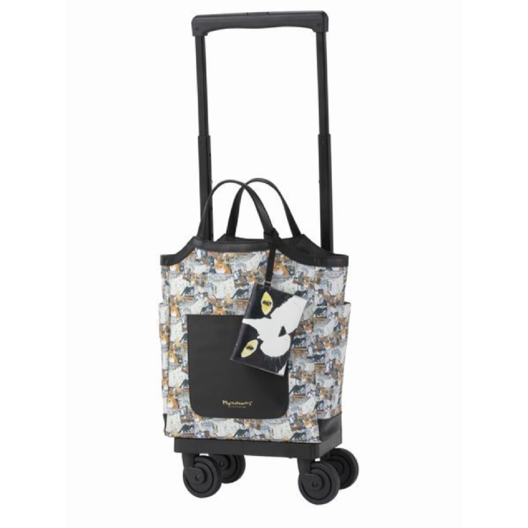 SWANY(スワニー)のｽﾜﾆｰ×ﾏﾝﾊｯﾀﾅｰｽﾞ　「6匹猫のリストランテⅡ」　M18   ベージュ レディースのバッグ(スーツケース/キャリーバッグ)の商品写真