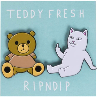 RIPNDIP - ripndip ピンバッジ テディ　ネコ 猫 ピンズ   リップンディップ