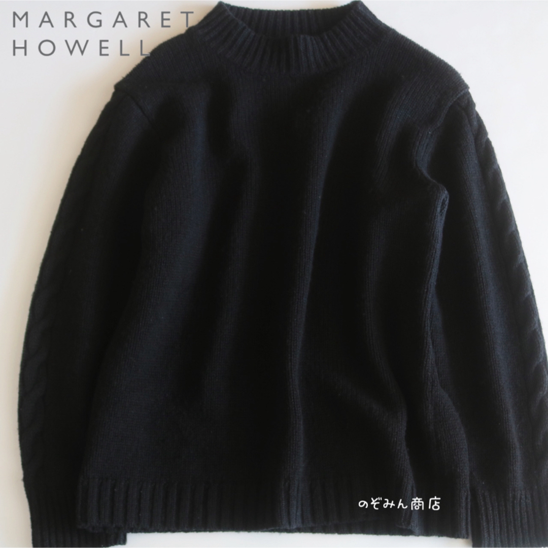 MARGARET HOWELL(マーガレットハウエル)の【MARGARET HOWELL】厚手　ウール100% ケーブルニット　黒　M★ メンズのトップス(ニット/セーター)の商品写真