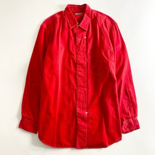 コムデギャルソン(COMME des GARCONS)の13A25 90s COMME des GARCONS HOMME コムデギャルソンオム 長袖シャツ ホワイトステッチ  HB-100110 レッド コットン100％ メンズ 男性用 AD1999(シャツ)