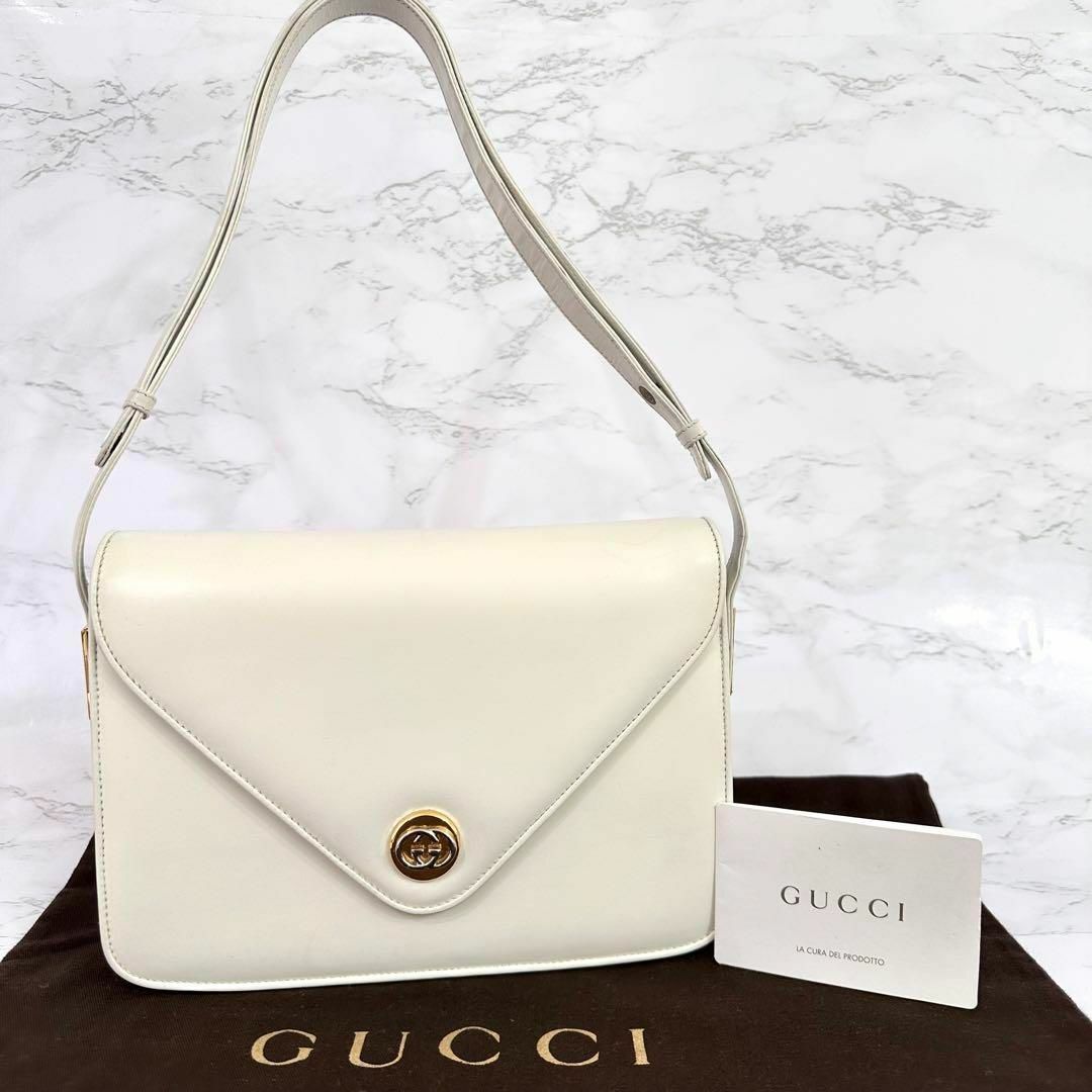 グッチ GUCCI ショルダーバッグ GG ホワイト レザー