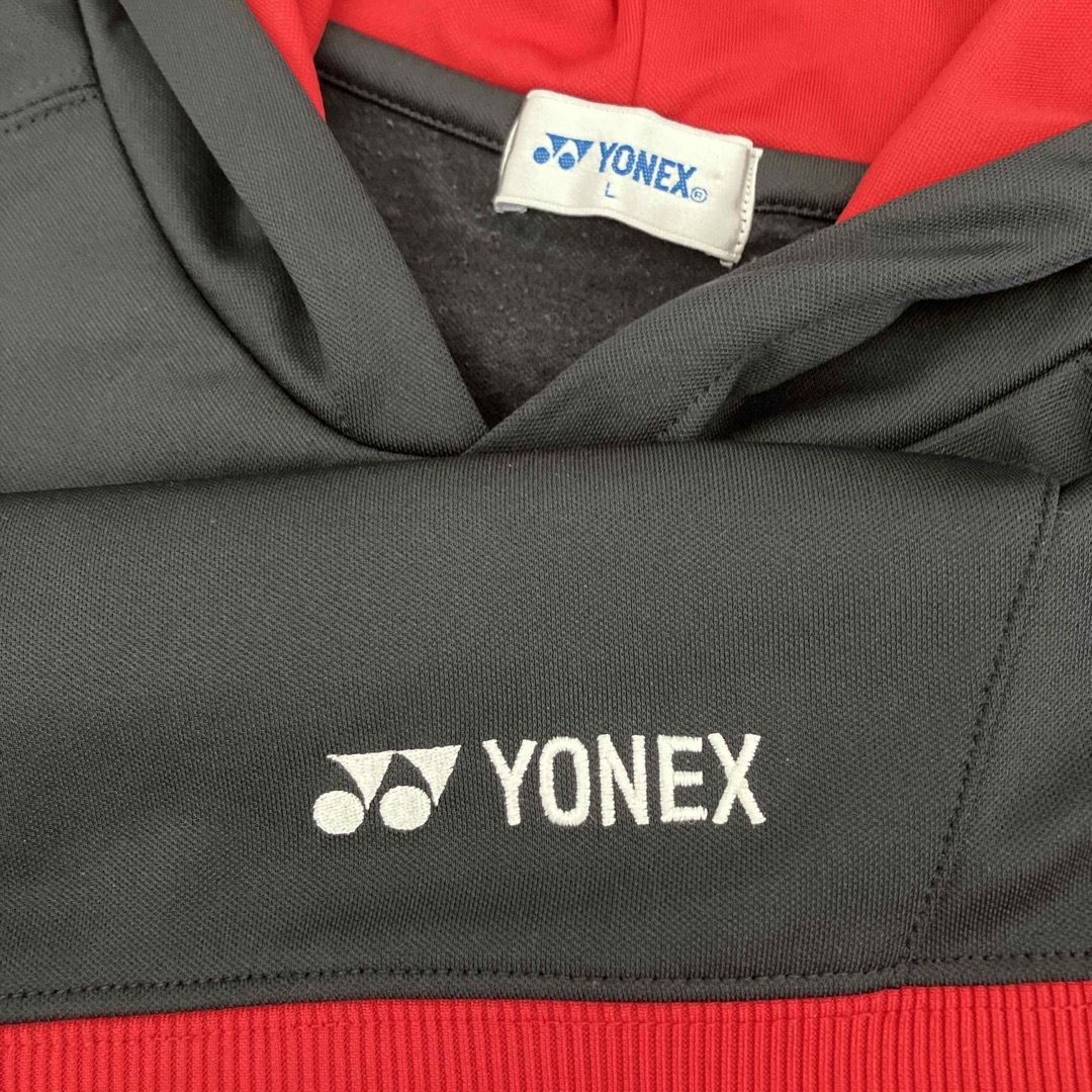 ヨネックス　裏起毛パーカー　L 黒×赤　YONEX テニス　バドミントン