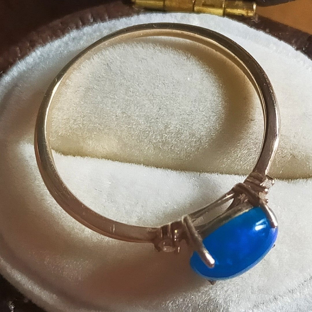 K10YG ブルーオパール ダイヤモンドリング レディースのアクセサリー(リング(指輪))の商品写真