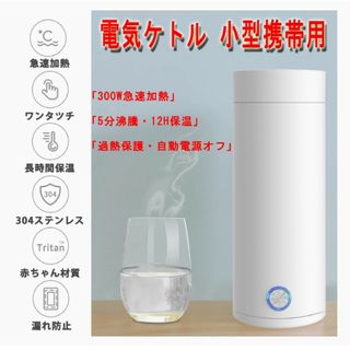 キャンで大活躍　変換プラグ付　小型携帯用電気温水ケトル400ml保温機能付(電気ケトル)