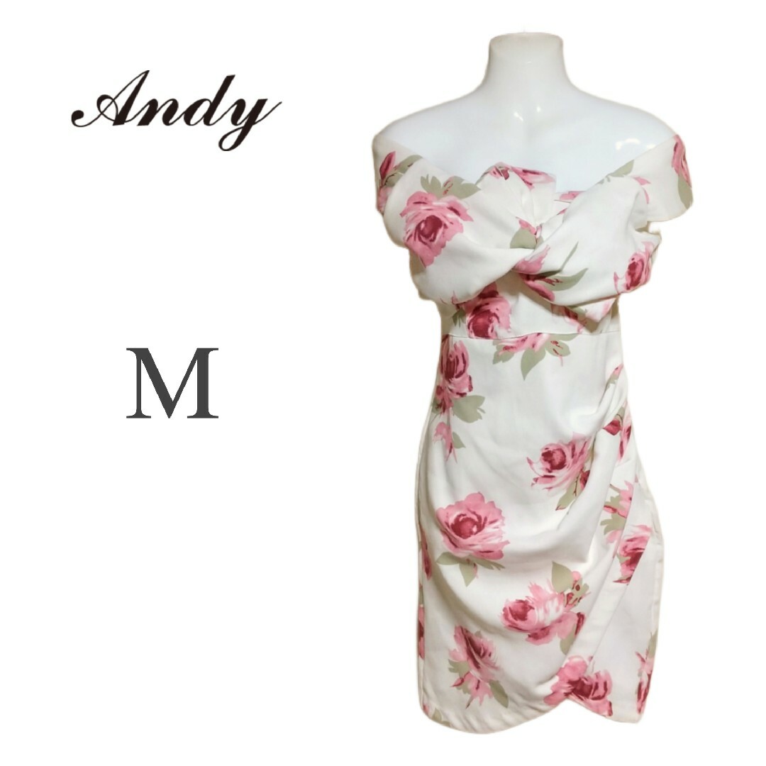 Andy(アンディ)の花柄 バストリボン オフショル タイト ミニドレス キャバドレス レディースのフォーマル/ドレス(ミニドレス)の商品写真