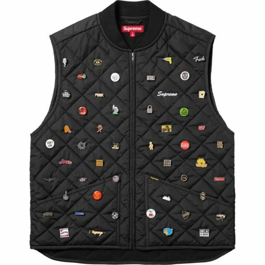 Supreme(シュプリーム)のSupreme Pins Quilted Work Vest Black M メンズのトップス(ベスト)の商品写真