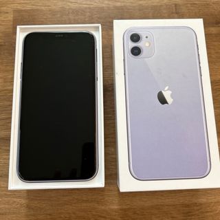 アイフォーン(iPhone)のiPhone11 64GB パープル 割れあり(スマートフォン本体)