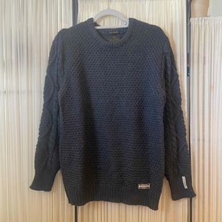 スコッチアンドソーダ(SCOTCH & SODA)の美品☆スコッチ＆ソーダ　ニット　濃グレー　M  ケーブルニット(ニット/セーター)