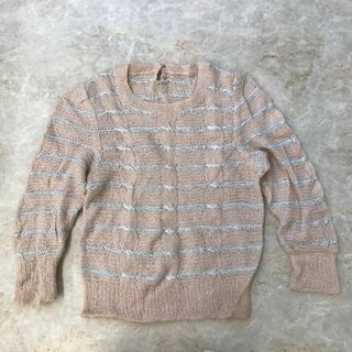 セーター　ニット　ピンク×白　ボーダー　シースルー　F　ガーリー　かわいい(ニット/セーター)
