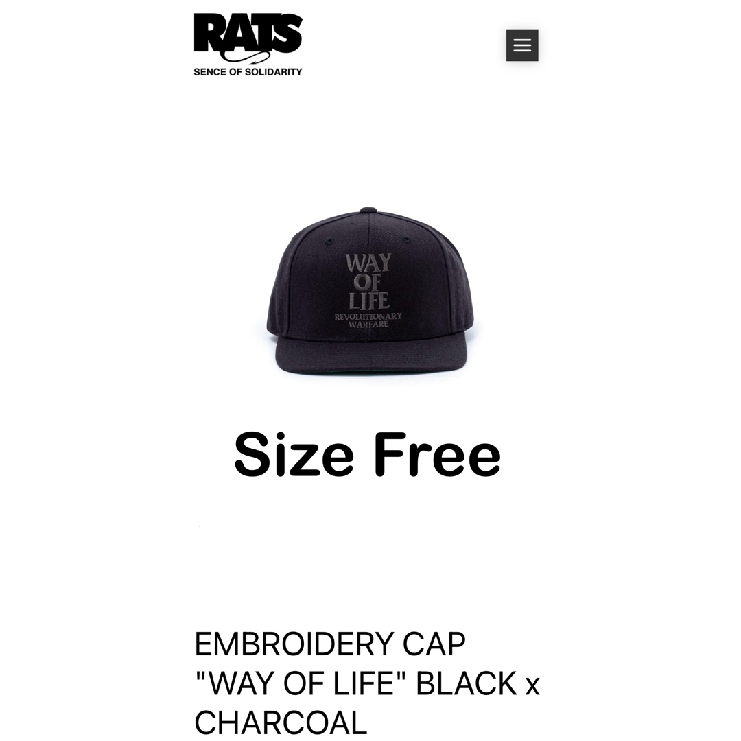 RATS EMBROIDERY CAP WAY OF LIFE ゴールド未開封
