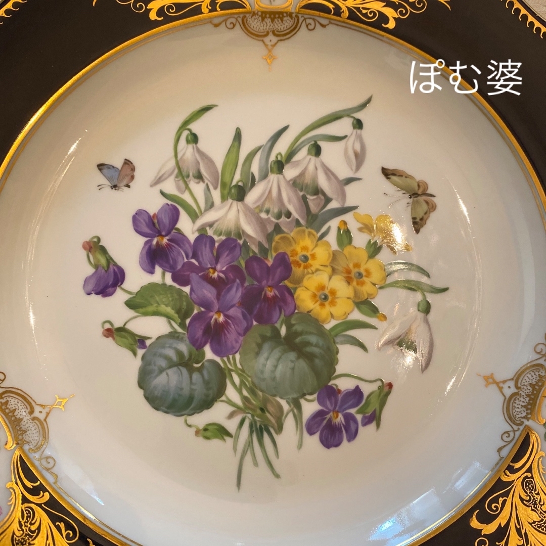 MEISSEN(マイセン)の★御専用【マイセン】アムステルダム様式／コバルト金彩皿「スノードロップとスミレ」 インテリア/住まい/日用品のキッチン/食器(食器)の商品写真