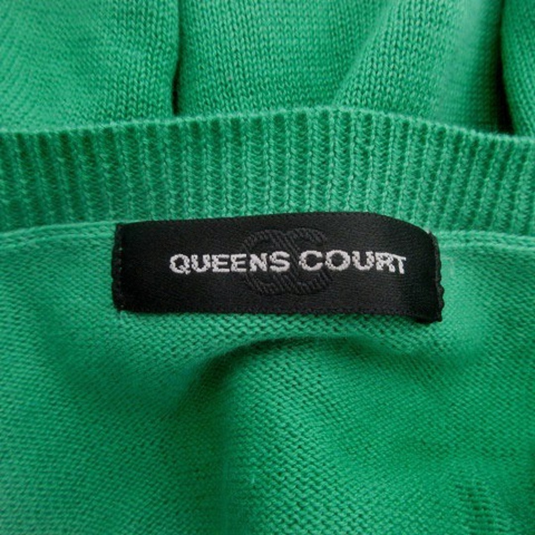 QUEENS COURT(クイーンズコート)のクイーンズコート ニット カットソー 長袖 ビジュー リボン 薄手 総柄 5 緑 レディースのトップス(ニット/セーター)の商品写真