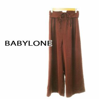 バビロン(BABYLONE)のバビロン ワイドパンツ ハイウエスト ベルト付き 38 茶 230911MN2R(その他)