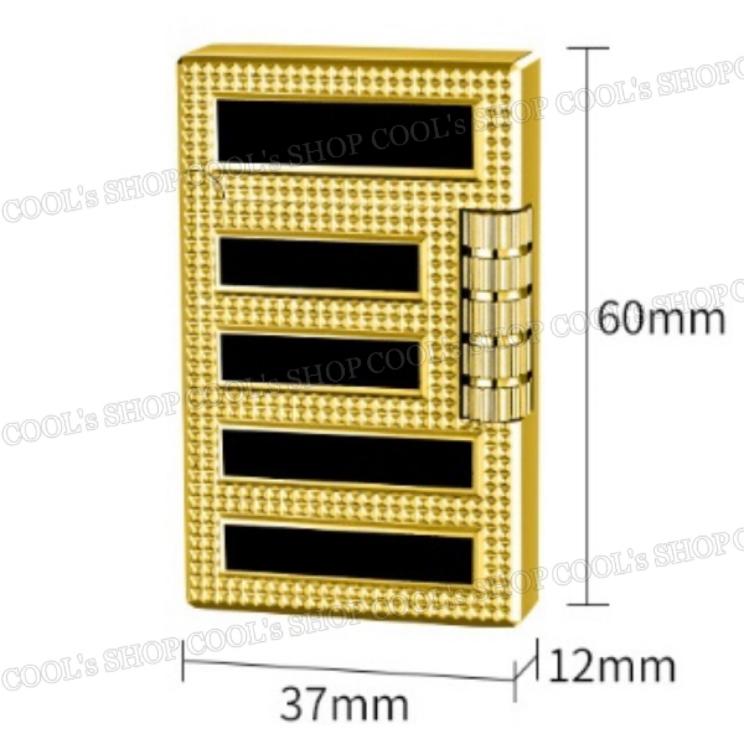 ボーダー デザイン フリントガスライター ローラー 着火 ゴールド ブラック メンズのファッション小物(タバコグッズ)の商品写真