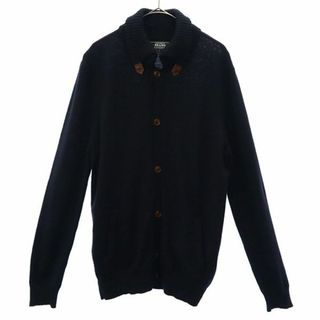 ビームス(BEAMS)のビームス 長袖 スパニッシュカラー ウール ニット カーディガン L ネイビー BEAMS メンズ 古着 【240126】(カーディガン)