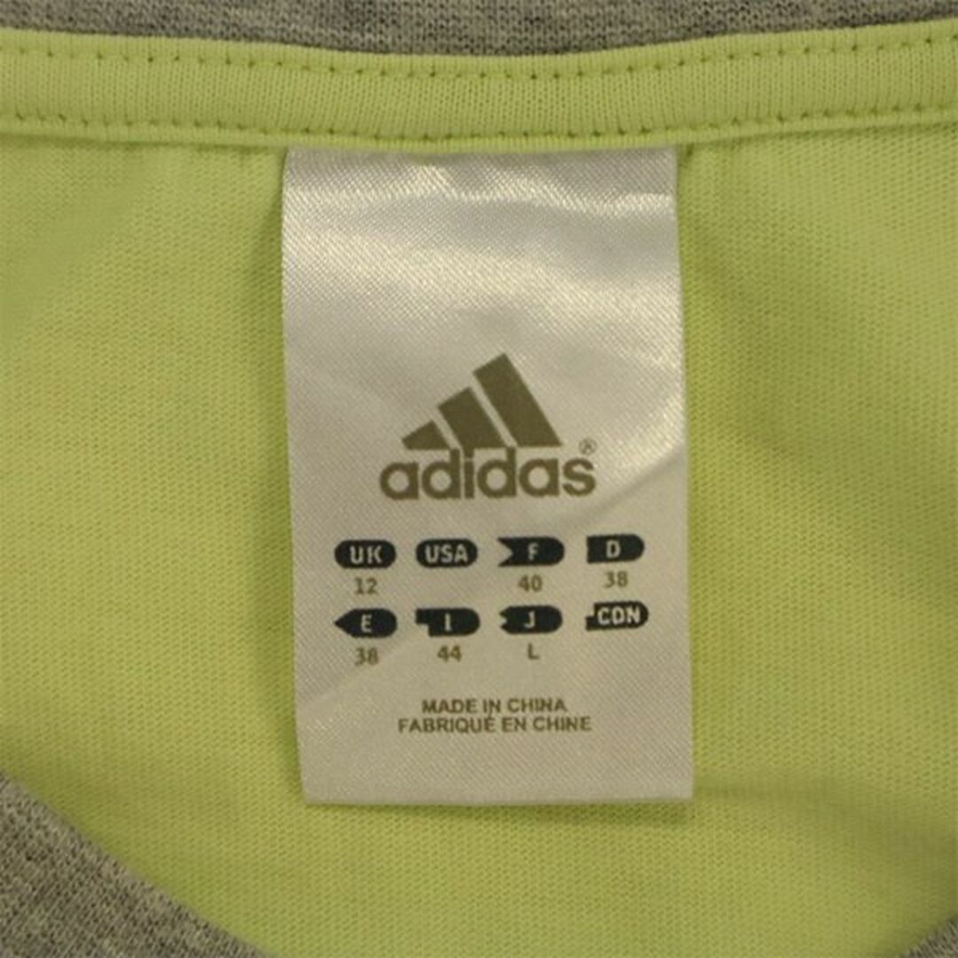 adidas(アディダス)のアディダス ロゴプリント 長袖 Tシャツ L イエロー adidas 切替柄 レディース 古着 【240126】 メール便可 レディースのトップス(Tシャツ(長袖/七分))の商品写真