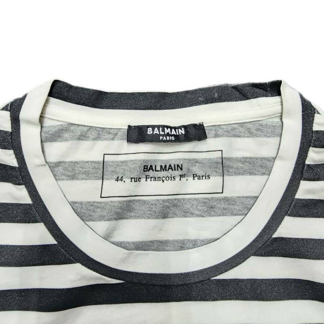 BALMAIN(バルマン)のBALMAIN PARIS バルマン Tシャツ Mサイズ 中古 良品 メンズ ボーダー プリント I2310K280 メンズのトップス(Tシャツ/カットソー(半袖/袖なし))の商品写真