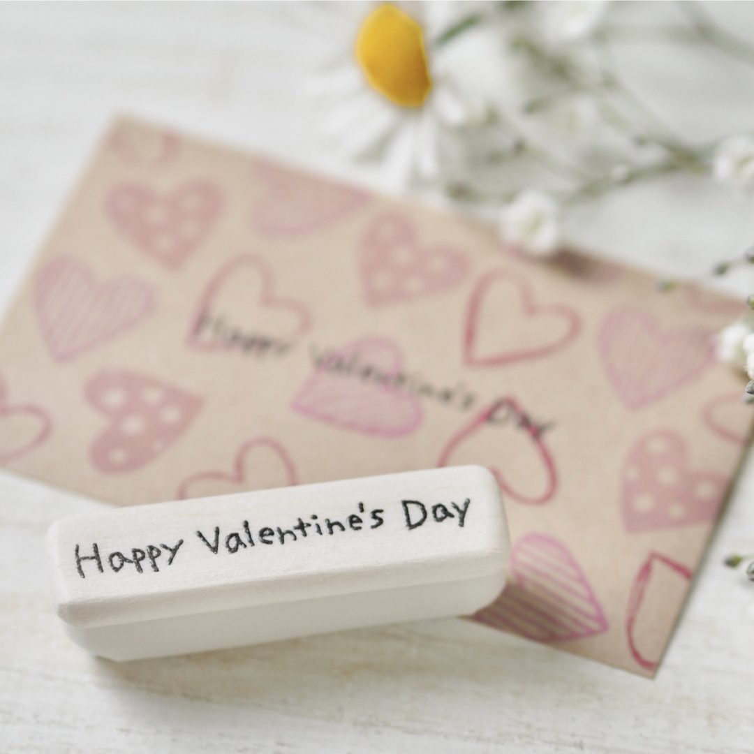 消しゴムはんこ♡Happy Valentine's Day手書き1行♡ ハンドメイドの文具/ステーショナリー(はんこ)の商品写真