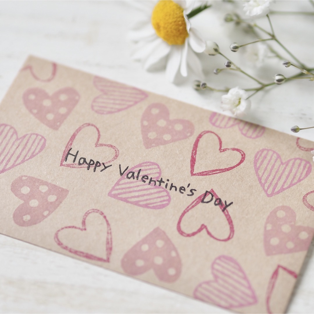 消しゴムはんこ♡Happy Valentine's Day手書き1行♡ ハンドメイドの文具/ステーショナリー(はんこ)の商品写真