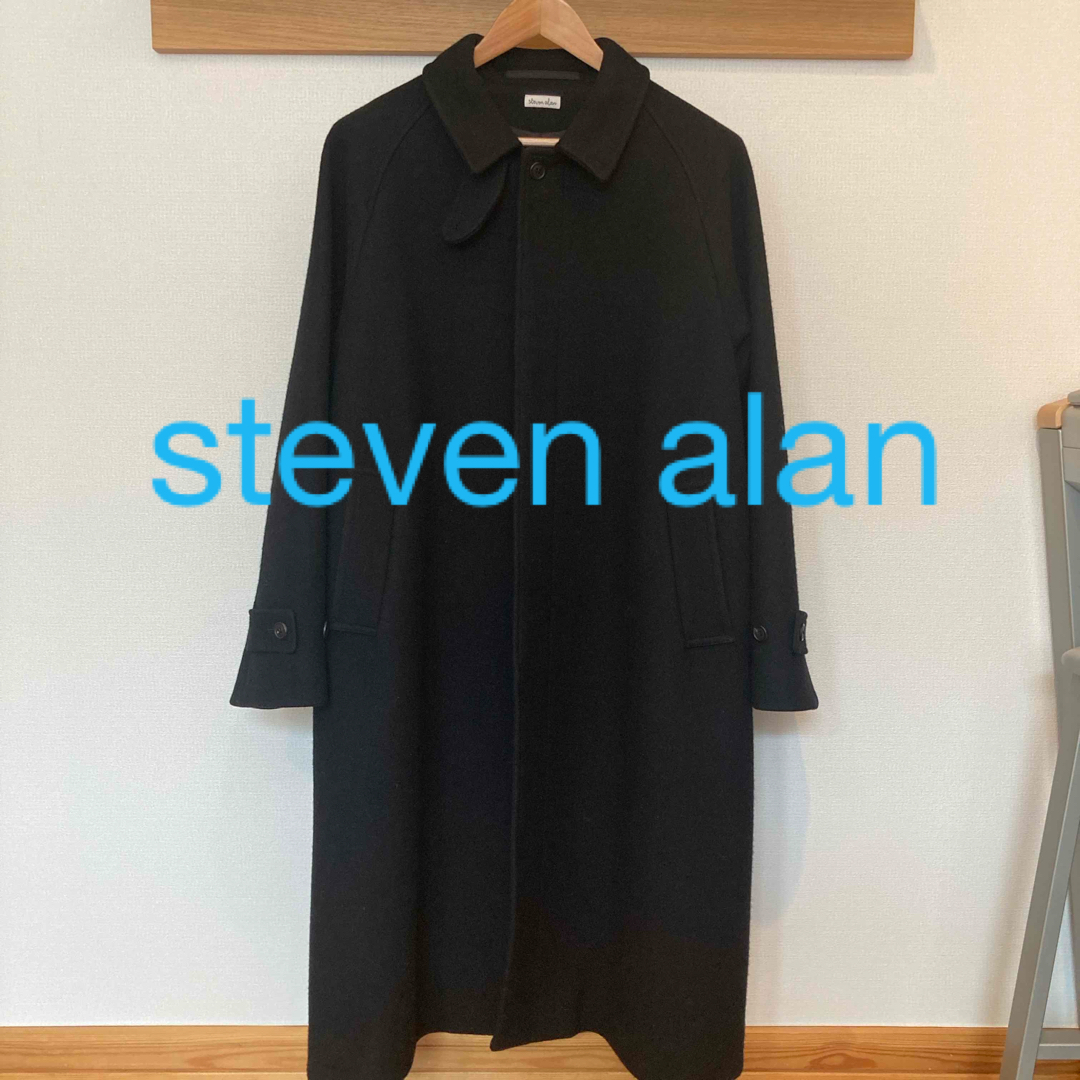 steven alan(スティーブンアラン)の【美品】steven alan ステンカラーコート ブラック L メンズのジャケット/アウター(ステンカラーコート)の商品写真