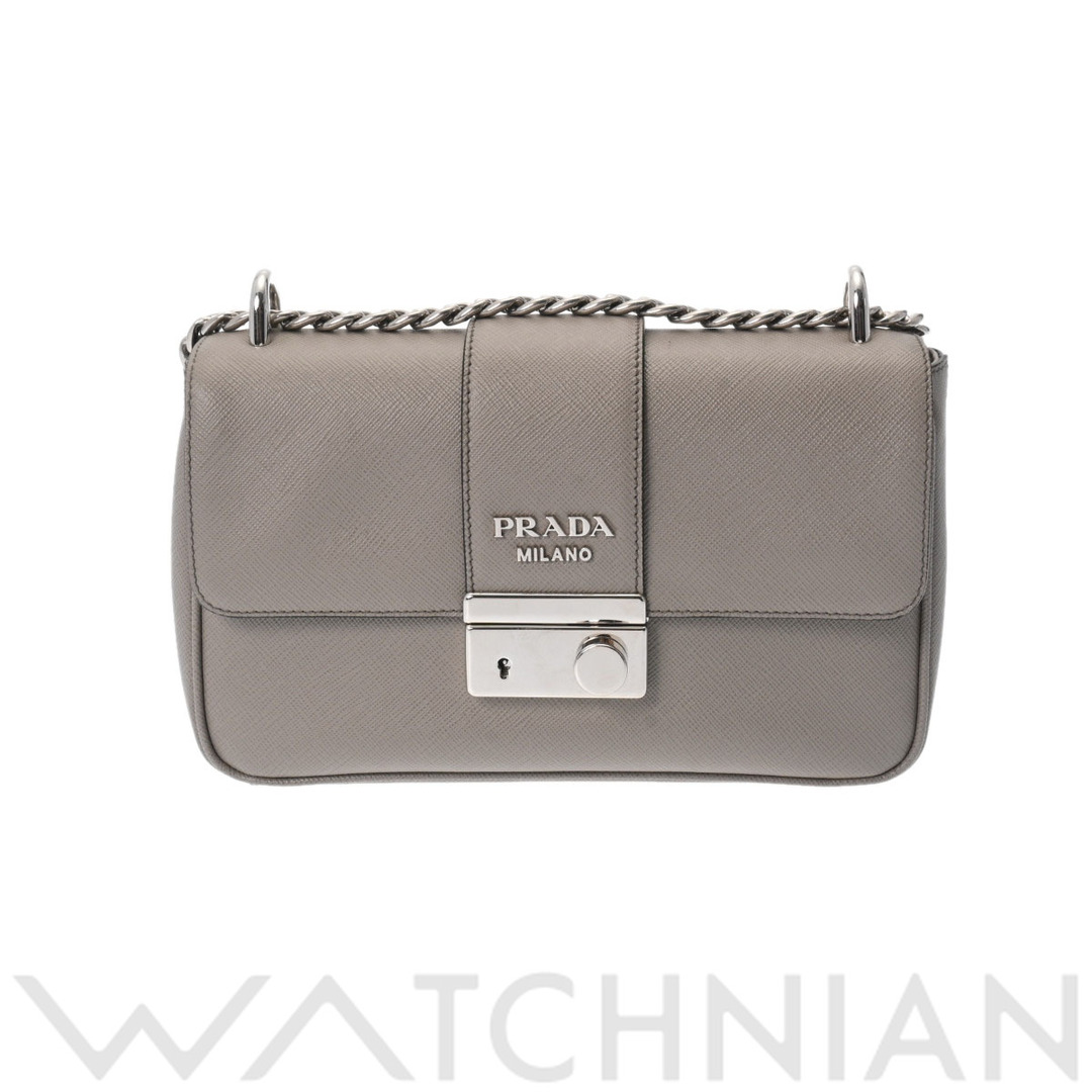 PRADA(プラダ)の中古 プラダ PRADA 1BD298 レディース ショルダーバッグ グレー /シルバー金具 サフィアーノレザー レディースのバッグ(ショルダーバッグ)の商品写真