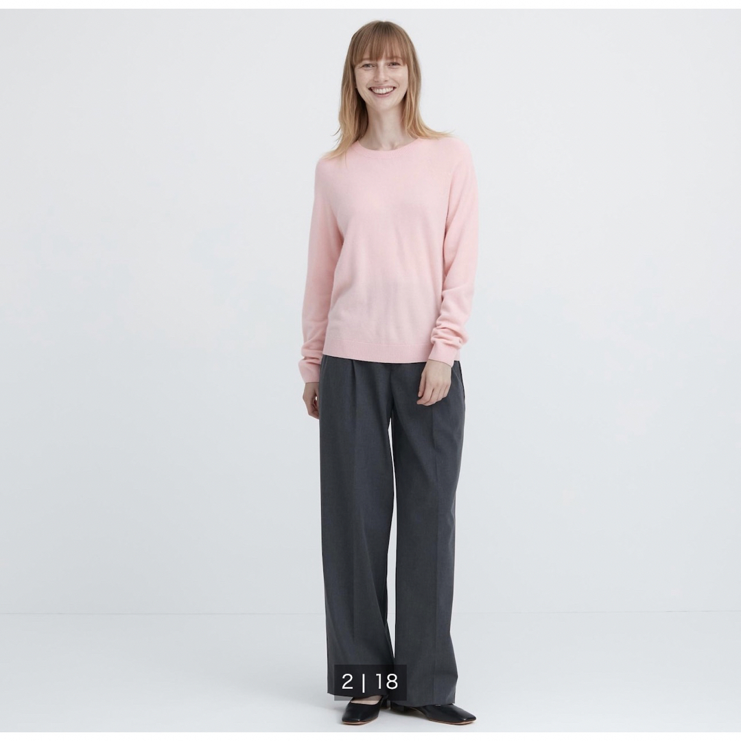 新品 3Dカシミヤクルーネックセーター（長袖）ピンク   Lサイズ