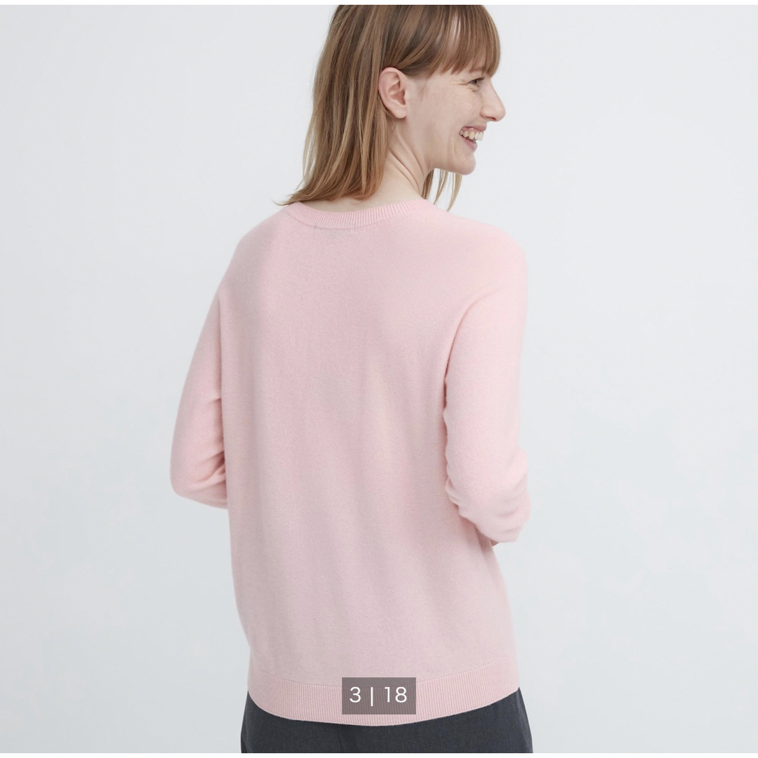 新品 3Dカシミヤクルーネックセーター（長袖）ピンク   Lサイズ