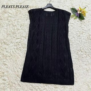 プリーツプリーズイッセイミヤケ(PLEATS PLEASE ISSEY MIYAKE)のプリーツプリーズ　イッセイミヤケ ワンピース ケーブル シアー シースルー【L】(ひざ丈ワンピース)