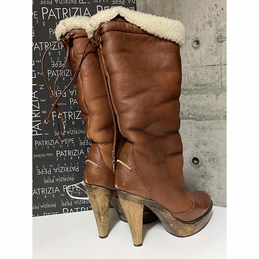 PATRIZIA PEPE ウッドソール　ムートンブーツ（Brown 36）