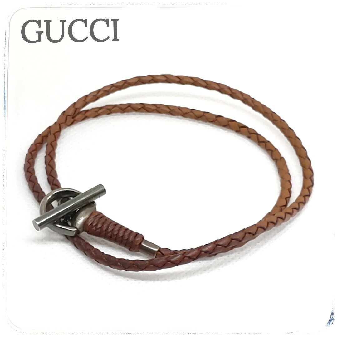 Gucci(グッチ)の【正規品】【刻印あり】GUCCI　グッチ　レザー　ネックレス　ブレスレット メンズのアクセサリー(ネックレス)の商品写真