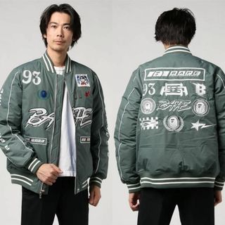 アベイシングエイプ(A BATHING APE)のA BATHING APE モータースポーツボンバーダウンジャケット MA-1(ダウンジャケット)