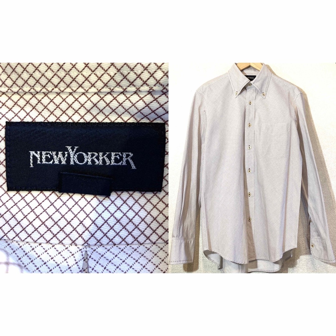 NEWYORKER(ニューヨーカー)のNEWYORKER★ボタンダウンシャツ★ニューヨーカー★定価16,000円★白赤 メンズのトップス(シャツ)の商品写真