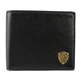 グッチ(Gucci)のGUCCI グッチ クレスト 札入れ 二つ折り財布 203601 レザー   ブラック ゴールド金具   【本物保証】(折り財布)