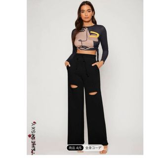 シーイン(SHEIN)のSHEIN カッティングスウェットパンツ(カジュアルパンツ)