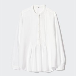 ユニクロ(UNIQLO)の美品 UNIQLO レーヨンピンタックプルオーバーブラウス(シャツ/ブラウス(長袖/七分))